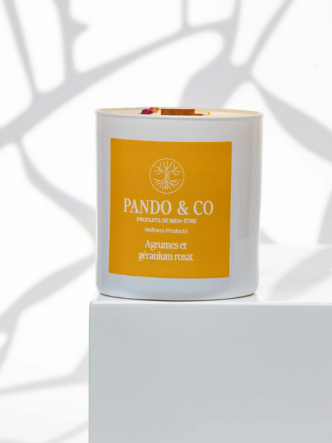 Bougie soya agrumes et géranium rosat | Pando & co | Espace local