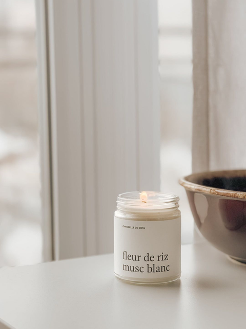 Chandelle de soya Fleur de riz Musc blanc | Marée chandelles | Espace local
