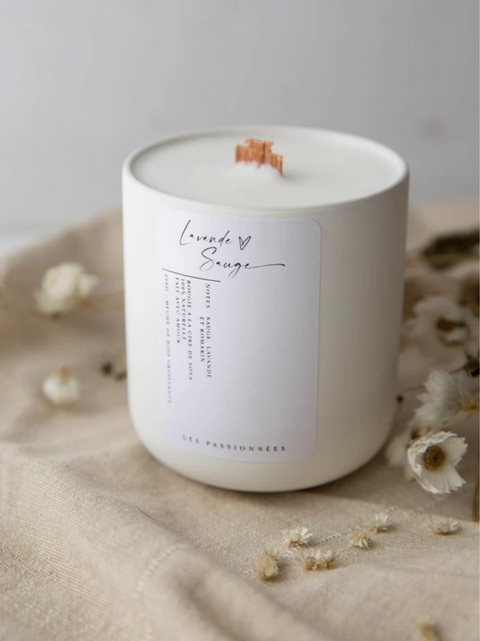 Bougie soya rechargeable lavande sauge | Les Passionnées | Espace local