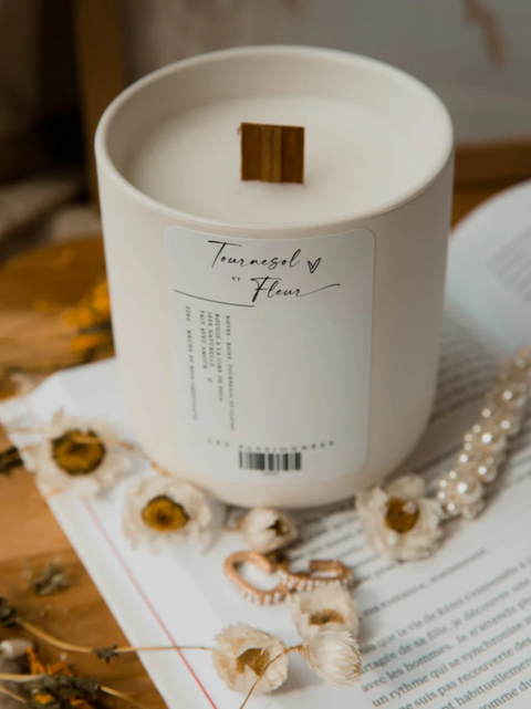 Chandelle soya rechargeable tournesol et fleurs | Les Passionnées | Espace local