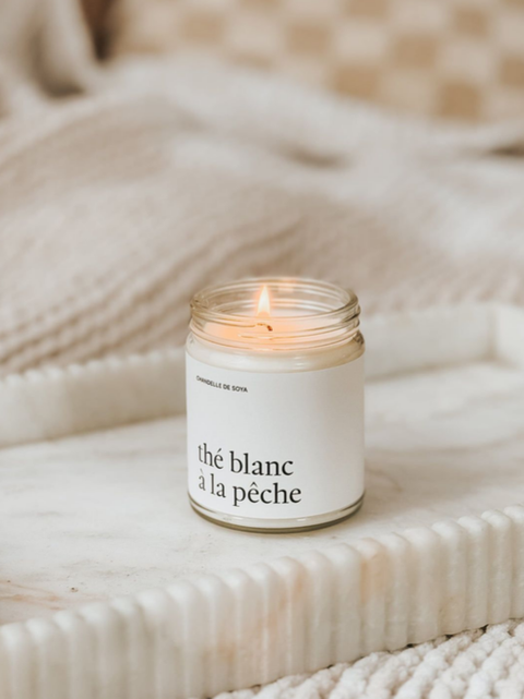 Chandelle de soya Thé blanc à la pêche | Marée Chandelles | Espace local