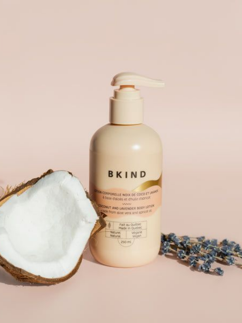 Lotion corporelle hydratante - Noix de coco et lavande | BKIND | Espace local