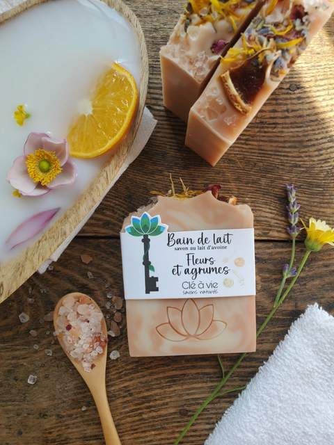 Savon lait de bain fleurs d'agrumes | Clé à vie | Espace local