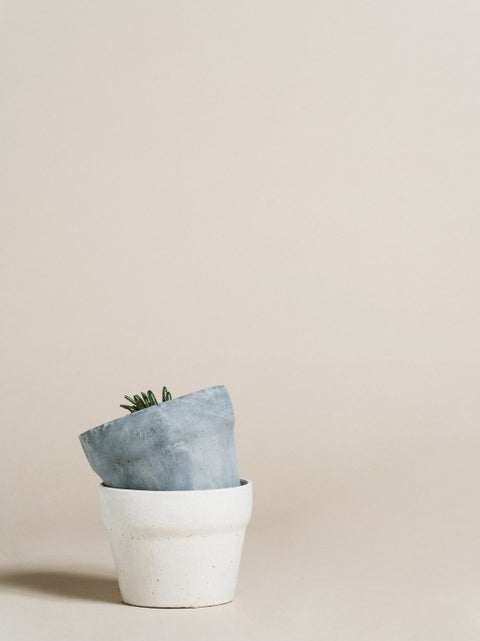 Pot Cornline béton gris | Cache pot | Les Mimipots | Artisan d'ici | Espace local