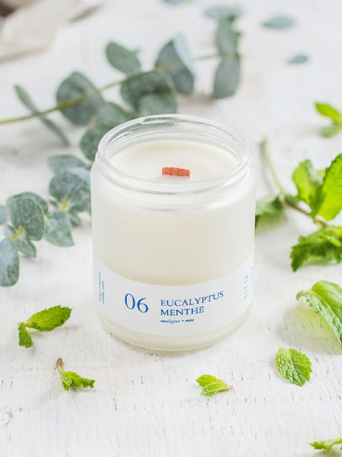 Bougie crépitante eucalyptus menthe