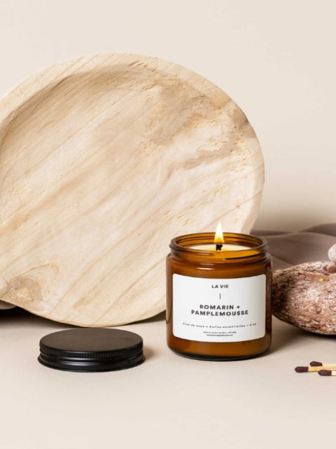 Chandelle romarin + pamplemousse - Atelier La Vie Apothicaire - Espace local