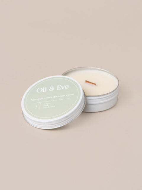 Bougie manque + noix de coco verte 3oz | Oli & Eve | Espace local