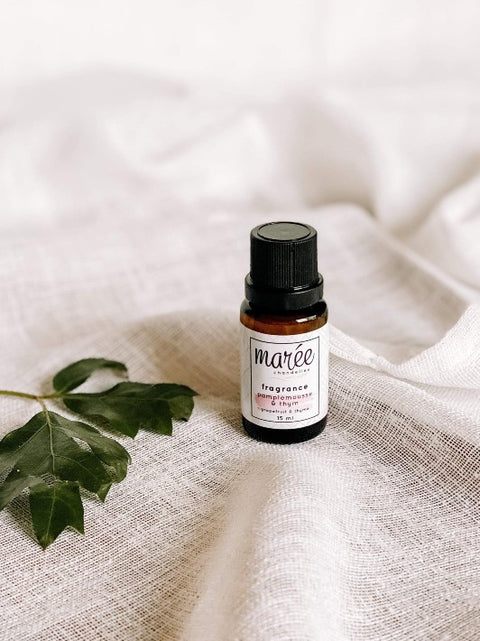 Huile essentielle pamplemousse thym pour balle de sécheuse | Marée Chandelles | Espace local