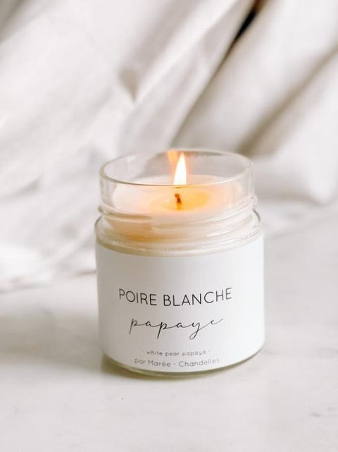 Chandelle de soya poire blanche papaye | Marée Chandelles | Espace local