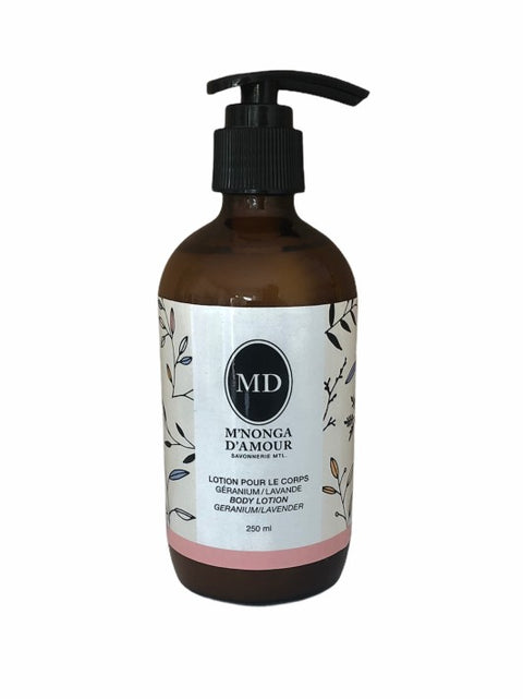 Lotion pour le corps géranium | Savonnerie M'Nonga d'Amour | Espace local