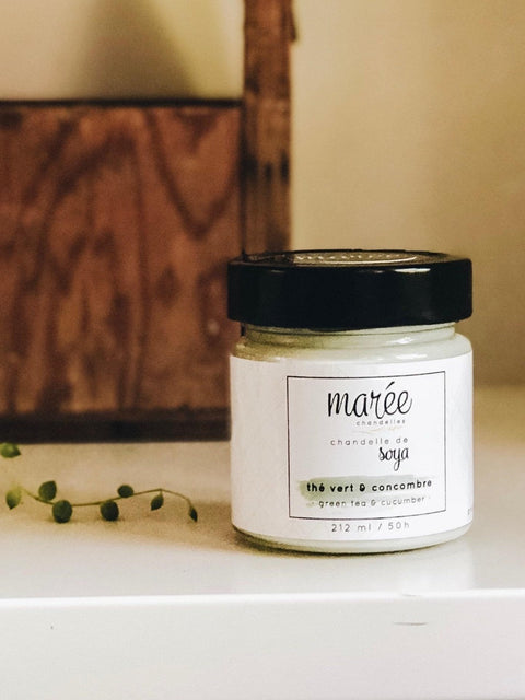 Bougie de soya thé vert et concombre | Marée Chandelles | Espace local