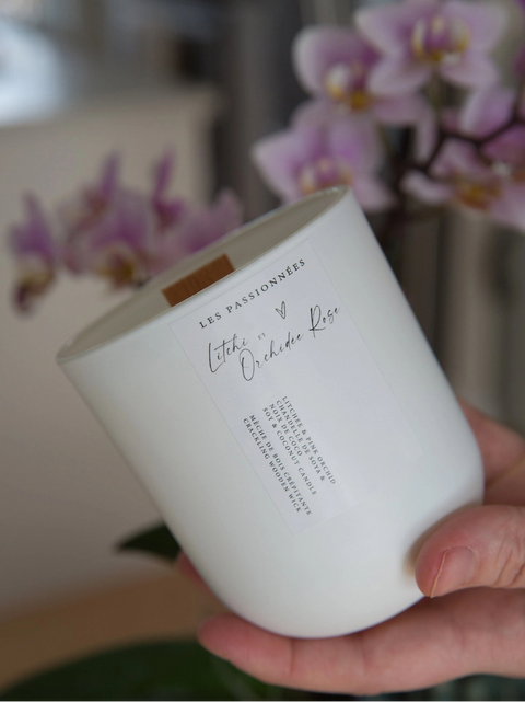 CHANDELLE RECHARGEABLE | Litchi & Orchidée rose