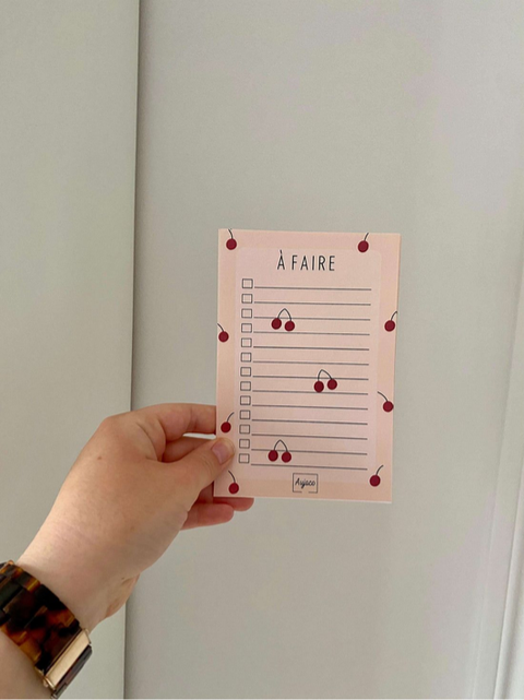 Bloc note to-do list cerise | Aujaco | Espace local