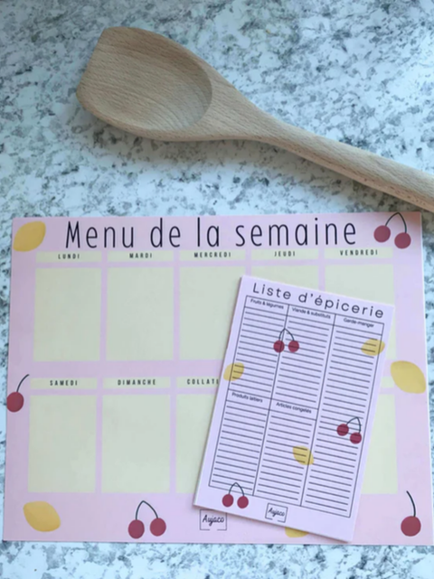 Planificateur de repas Citrons et Cerises | Aujaco | Espace local